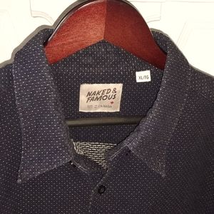 Naked and Famous sashiko indigo button down
